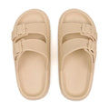 Men's Casual Simple Buckle Adjustable Eva One-Piece Double-Bar Flat Slip-On Slippers Suitable for Home and Outdoor Beach Sandals