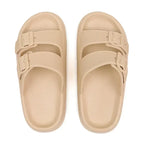 Men's Casual Simple Buckle Adjustable Eva One-Piece Double-Bar Flat Slip-On Slippers Suitable for Home and Outdoor Beach Sandals
