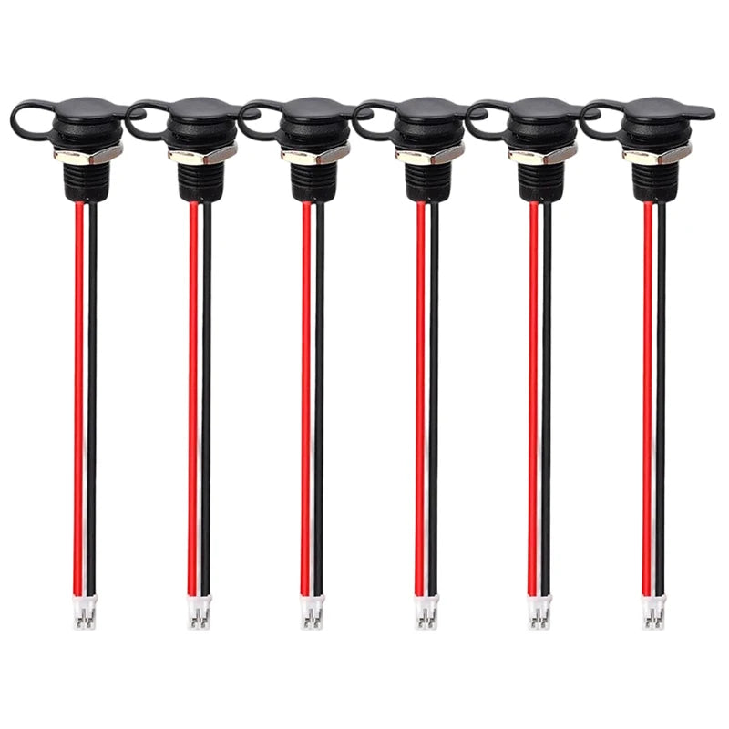Type C Waterproof Female Socket with LED Lamp Charger Port 2 Pin Bare Wire Pigtail Connector Auto Car RV Motorcycle Boat Parts