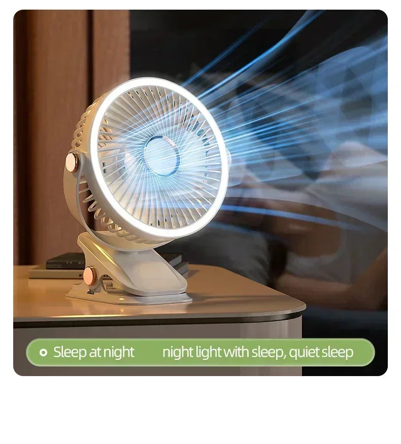 Car Rechargeable Desktop 2000mAh Portable Outdoor Home Fan Air Cycle Device Wireless Ceiling Mounted WithLED Light Clip on Amagi