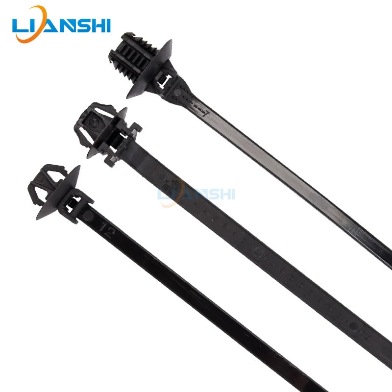 Pin-type car cable ties 8*170, aircraft head mushroom head, special perforated 7*12 for auto repair 4S stores, black