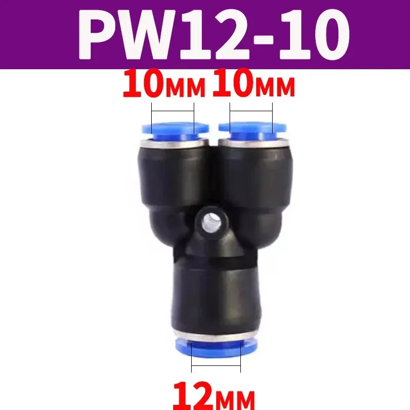 Pneumatic Push-to-Connect Fittings Kit 20/100/500PCS Y W Shaped Air Water Oil Hose Connectors for Nylon Polyurethane Tubing