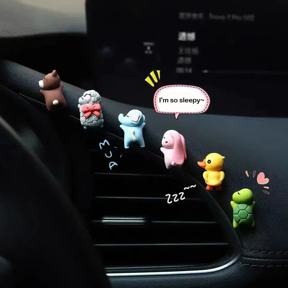Car Ornaments Mini Sleeping Cute Animals Resin Bear Rabbit Sheep Turtle Resin Decoration Home Office Computer Decor Amagi