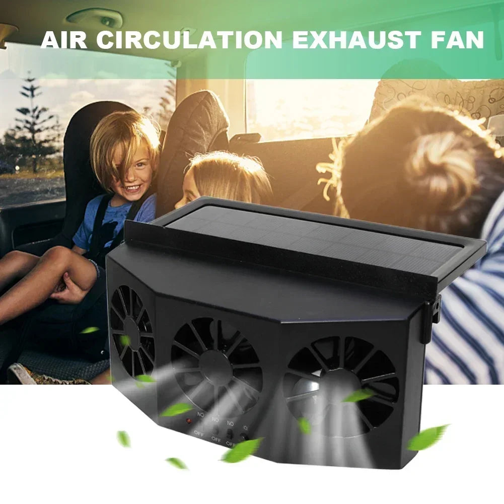 Car Exhaust Fan USB Rechargeable/solar Air Circulation Cooling Heat Dissipation High Wind Power 2/3 Head Ventilation Fan Amagi