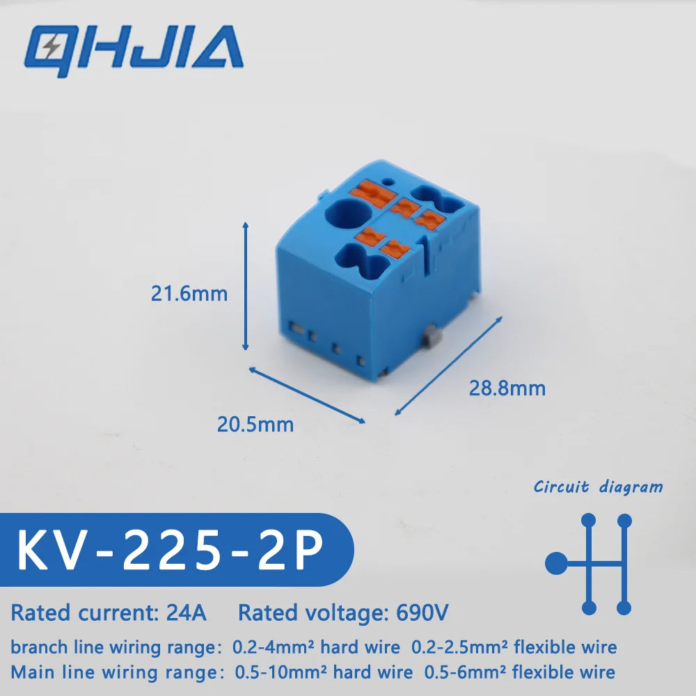 1 in Multiple Out Electrical Splitter Wire Connector Plug-in Terminal Block for Home Light Wiring Guide Rail Junction Box