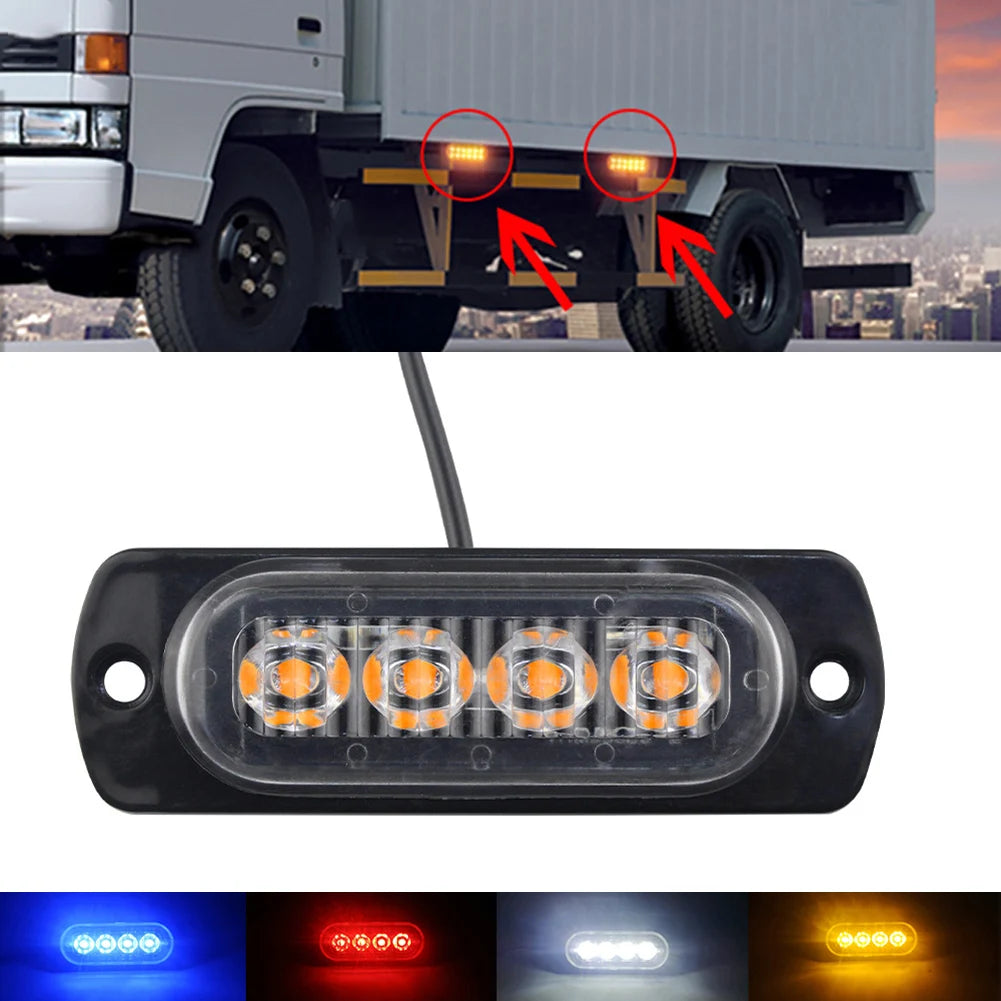 1PC 4Leds Car Light Grill Light Car Truck Trailer Beacon Lamp LED Side Light Car Grill Breakdown Light Lamp LED