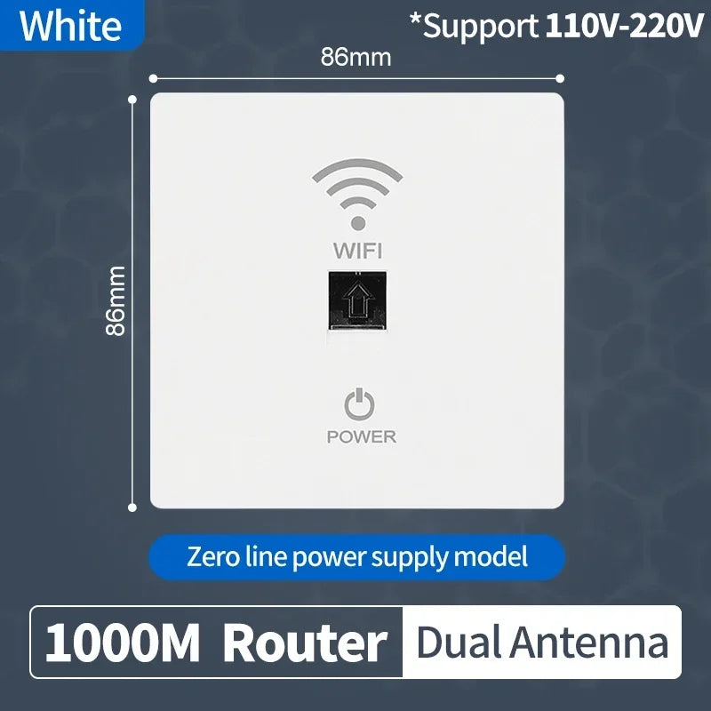 In-Wall Smart WiFi Router Panel 1000Mbps - 86-Type Hidden AP with 110V-220V for Home/Hotel Network Coverage