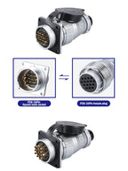 P28 Aviation Connector, Square Flange Socket, Male/Female Circular Butt Joint, 2/3/4/5/7/10/12/14/16/19/20/24 Pin, P28K2Q PLS28