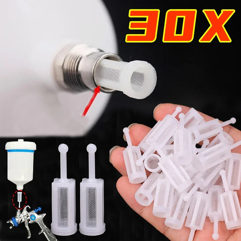 5-30PCS Car Paint Spray Gun Filter Anti Clogging Paint Feed Nozzle Replaceable Nylon Fine Mesh Filters for Automotive Detailing