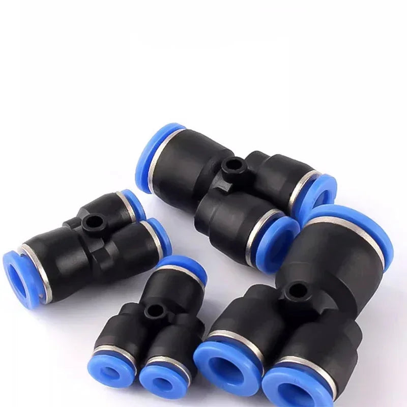 50/200 PCS PE Pneumatic Fittings 4/6/8/10/12/14/16mm Quick Connect Slip Lock Tee, 3-Way Plastic Air Water Hose Tube Connector