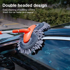 Double Brush Head Rotating Car Wash Mop Three-Section Telescopic Mop Roof Window Cleaning Maintenance Auto Supplies Accessories