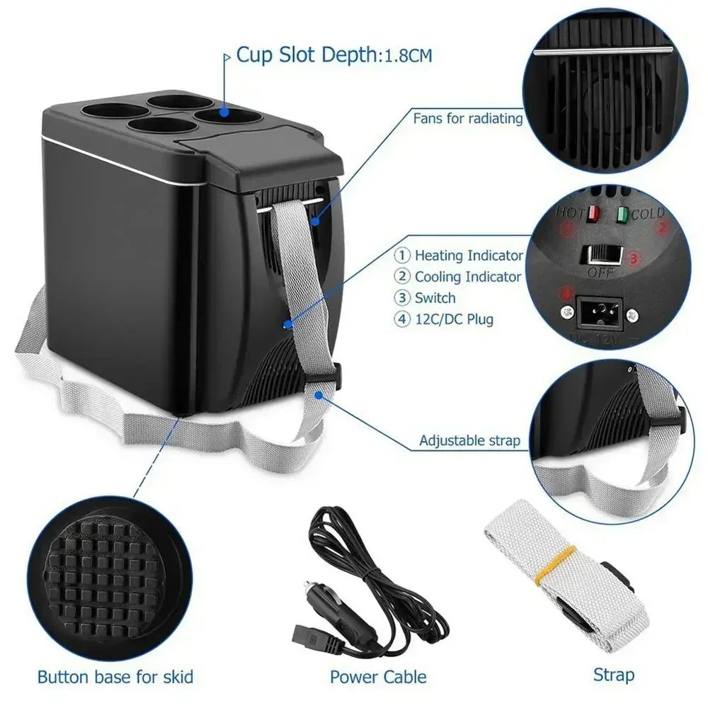 6L Portable Compact Mini Fridge 12V Car Refrigerator Freezer for Camping Traveling Electric Cool Box Summer Outdoor Fridge Amagi