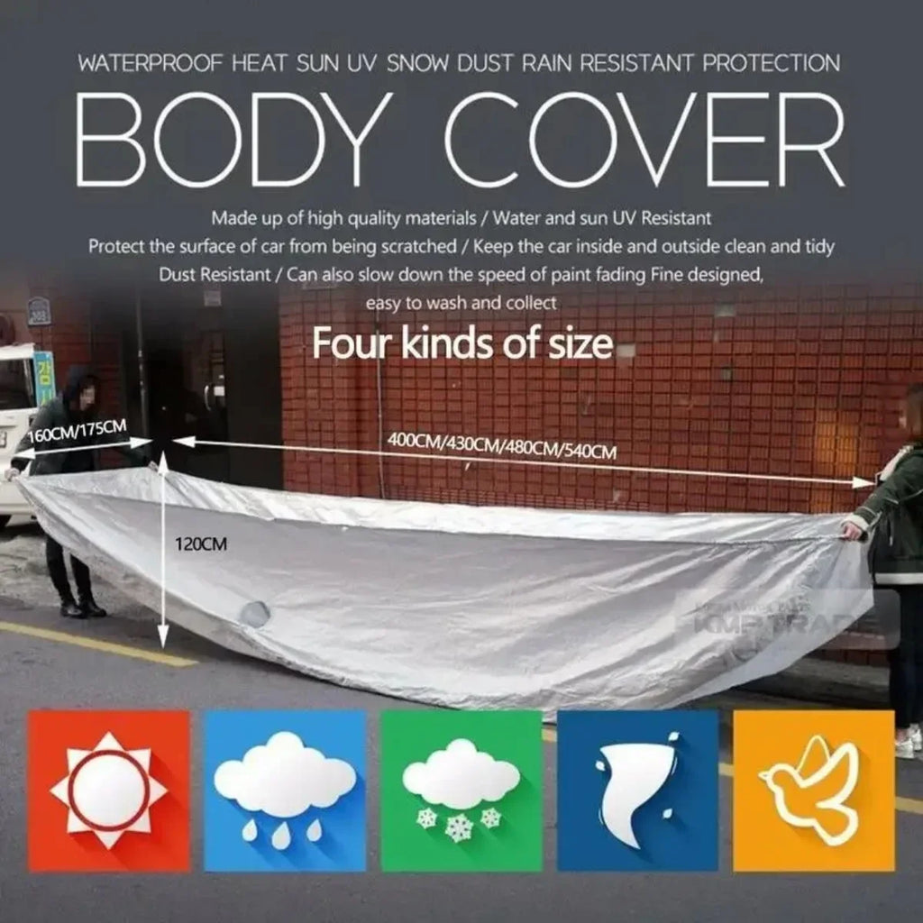 Universal Fit Full Car Cover Waterproof Dustproof All-Season PE Film Coat with Aluminum Protective Sunshade UV Ray Reflection