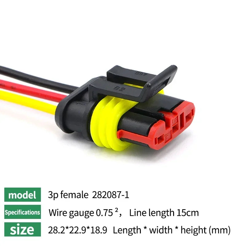 5/20/100 Sets HID 1/2/3/4/5/6 Pin Waterproof Auto Connector Kit with 15CM 18AWG Wire for Car/Truck Harness Wiring