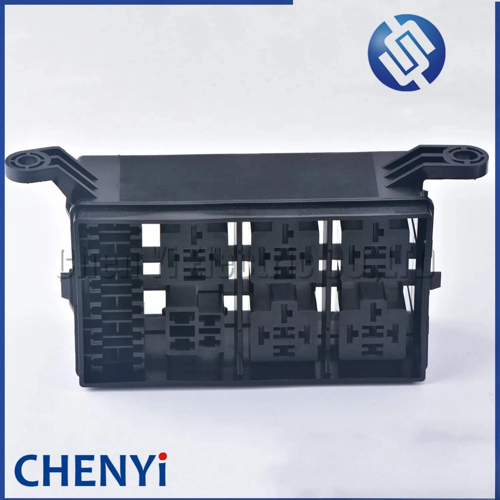12-Slot Relay Box 6 Relays Fuses Holder Block with 41 pcs Metallic Pins Universal for Automotive and Marine Use