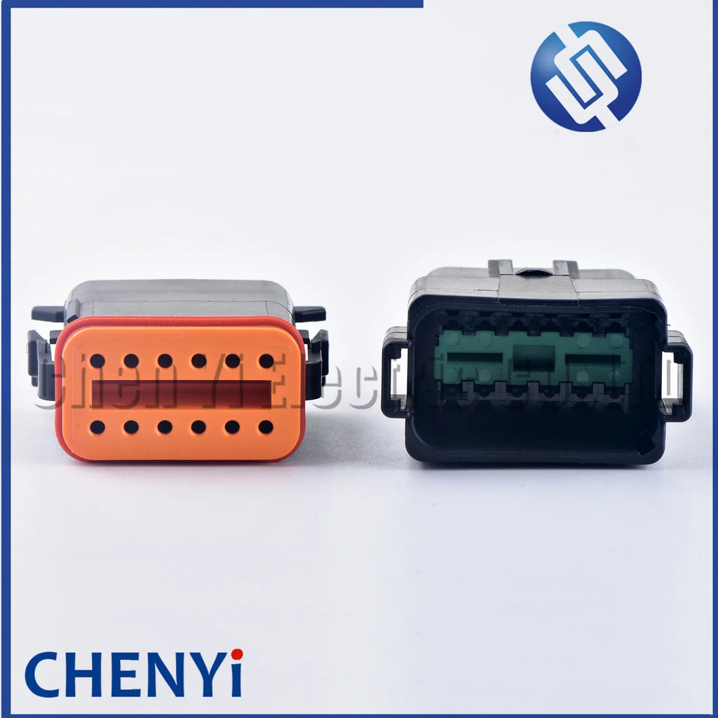 Black 12 Pin Male Female Automotive Waterproof Connector Sealed Plug DT06-12SB DT04-12PB With Pins For Deutsch DT Series