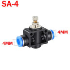 2PCS SA Throttle Valve - 4-12mm Air/Water Flow Control, Pneumatic Push In Fittings for Hose & Tube Speed Regulation
