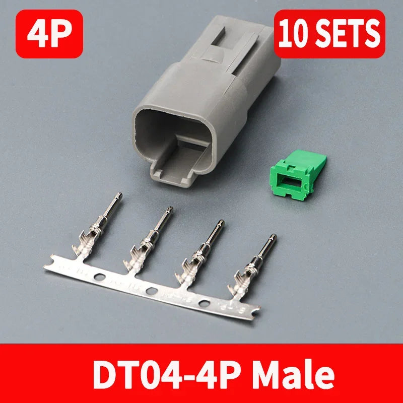 10 Sets Deutsch DT Connector DT06-2S/DT04-2P 2P 3P 4P 6P 8P 12P Waterproof Electrical Connector For car Motor With Pins 22-16AWG