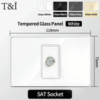 118x75mm Type-C Fast Charging Wall Socket Italy & Chile Schuko Outlet - Tempered Glass Panel Modern Design -Type Switch