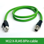 M12 X-Code 8Pin Male to RJ45 Gigabit Ethernet Cable 10Gbps IP67 Shielded - Industrial CAT6A Network Wire for Robotics & Harsh