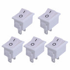Mini Rocker Switch SPST Black and Red Snap in Switches Button AC 250V 3A / 125V 6A 2 Pin I/O 21*15mm on-off Switch Rocker