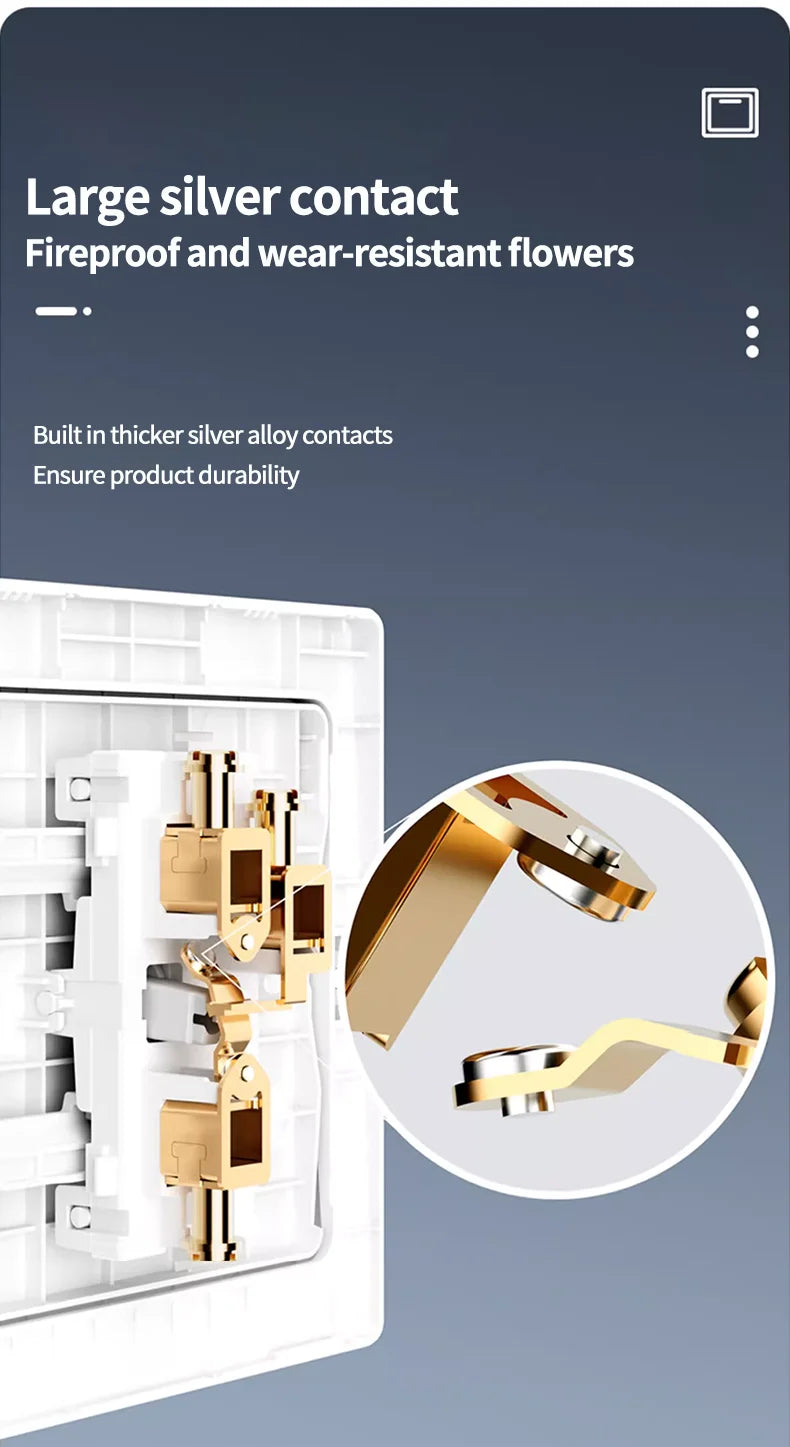 EU Russia France UK Socket AC Panel 86 Wall Switch Toggle Press Light Switch On/Off Crystal Tempered Glass Panel Wall Outlet
