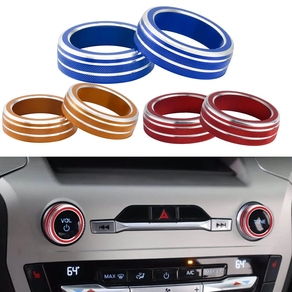 2pc AC Volume Control Switch Knob Trim Cover Ring For Ford For Explorer 2020-2025 Volume Knob Cover Switch Trim Car Styling Trim
