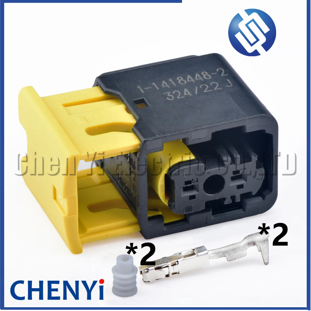 2 Pin female electric car housing wiring harness plug cable connector waterproof 1-1418448-2 With pins