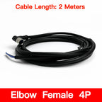 2m M8 Sensor Connector Cable, Straight & Right Angle Options, Male/Female, 3/4/5/6/8 Pin, Waterproof Molded Plug for Industry