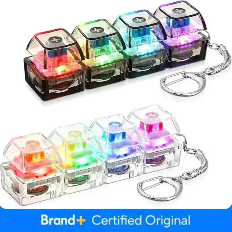 Keyboard Keychain Light Up Keyboard Keychain Stress Relief Clickable 4LEDs Button Toy for People with Anxiety Desk Decor Amagi