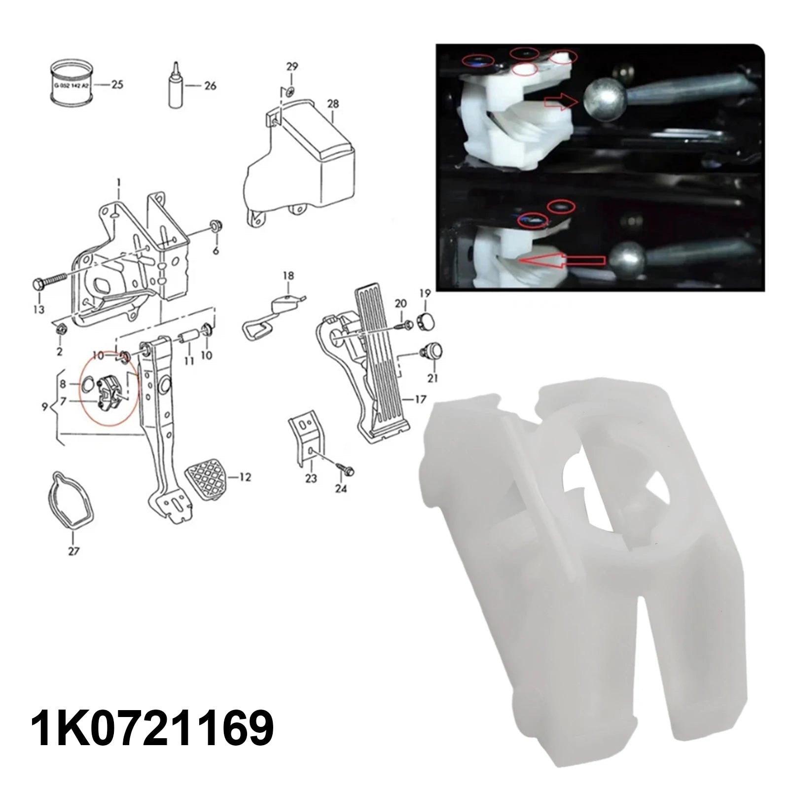 1PC Car Brake Pedal Booster Clip Mount Support Bracket For Passat 1K0721169 Replacement Car Parts