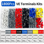 200-1900Pcs E0508/E7508/E1008 Crimp Terminals | Pre-Insulated Ring Connectors for Electrical Wiring & Industrial Use