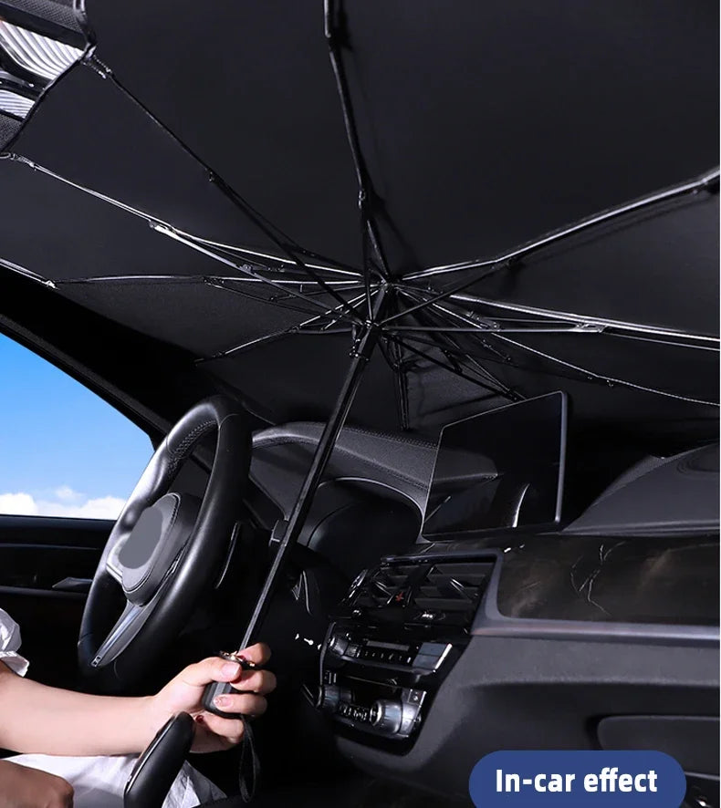 Car Windshield Sun Shade, Foldable Umbrella Sunshade/Cover for Most Cars Reflective Sunshade for Car Front Windshield