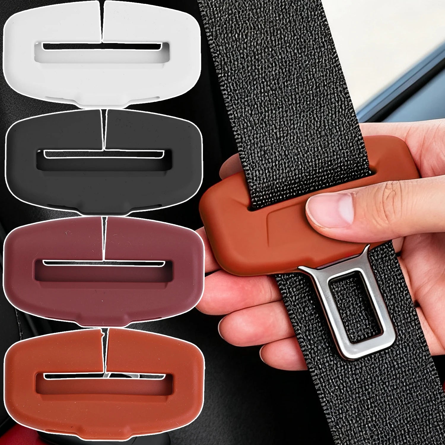 4types Silicone Anti-Collision Case Seat Belt Buckle Protector Soft Silicone Protection Anti Scratch Seat Belt Buckle Accessory
