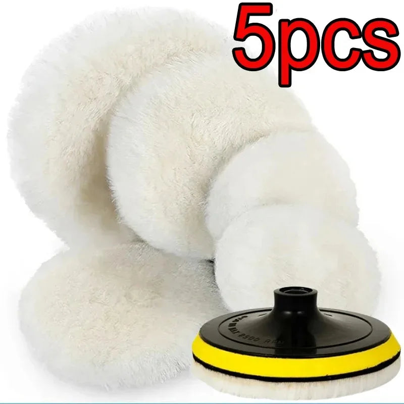 3/4/5/6/7 Inch Wool Polishing Disc Car Waxing Polishing Buffing Car Paint Care Polisher Pads Auto Washing Accessories 1/5pcs