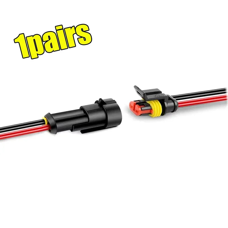 1-10Sets Automotive 2 Pin Way Wire Waterproof Electrical Connectors Suitable for Trucks Ship Jet Ski Scooter Car and Ship
