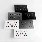 Universal Wall Socket 2‑Gang Power Outlet with Switches, USB‑C Charging Port, LED Indicator, Flush Mount, AC 110‑250V