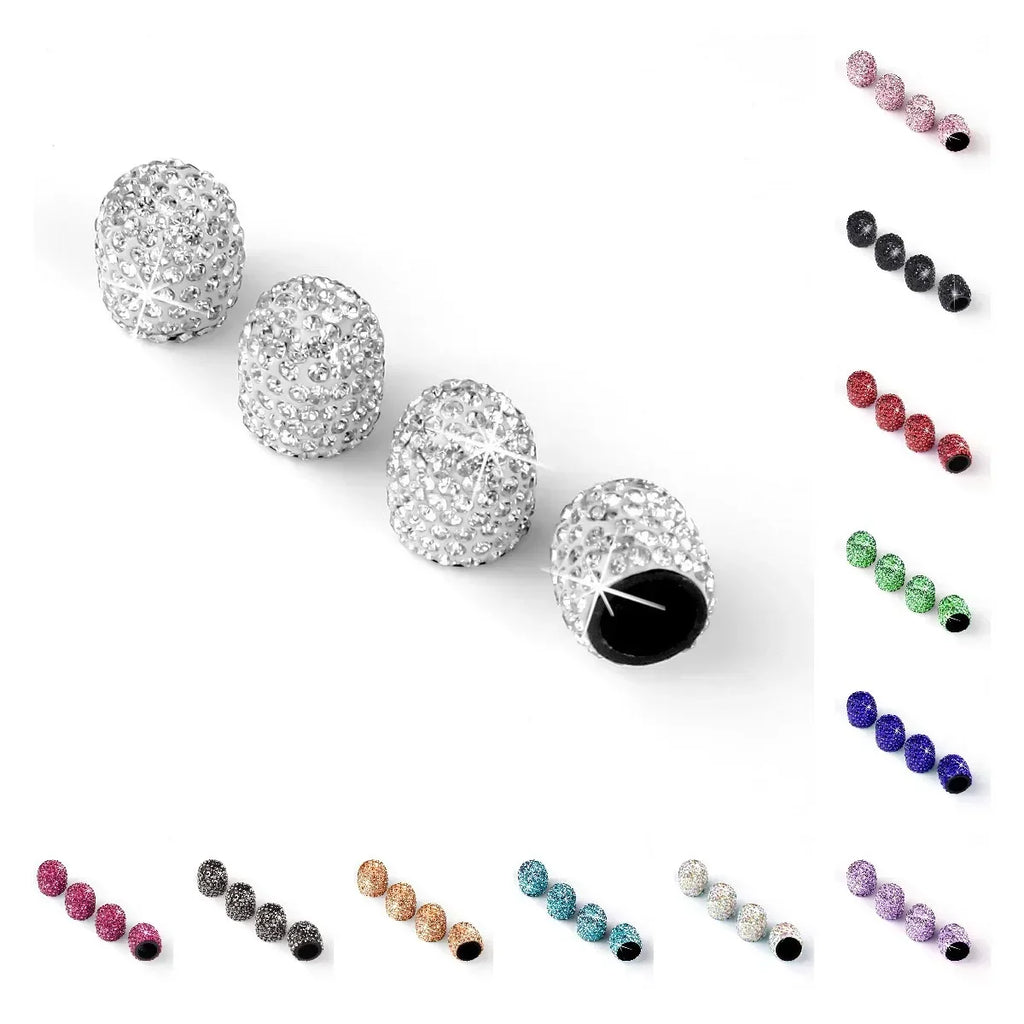 4PCS Bling Diamond Car Wheel Tire Valve Caps Tyre Rim Stem Covers for Automobiles Motorcycles Truck Bike Women Auto Amagi