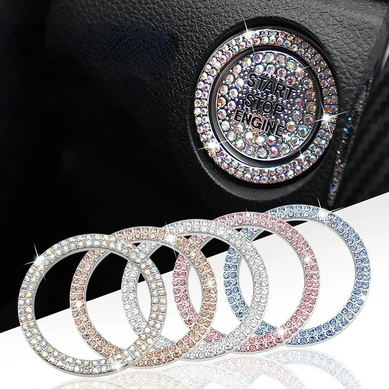 Car Bling One-Click Start Stop Engine Ignition Ring Sticker Crystal Rhinestone Circle Decor Accessories amagi
