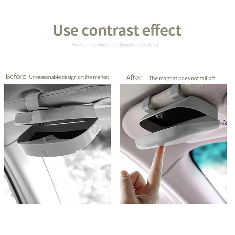 1PC Car Glasses Box Portable Car Sunglasses Holder In The Car Driving Glasses Holder Eyeglass Case Sun Visor Car Lenses Holder