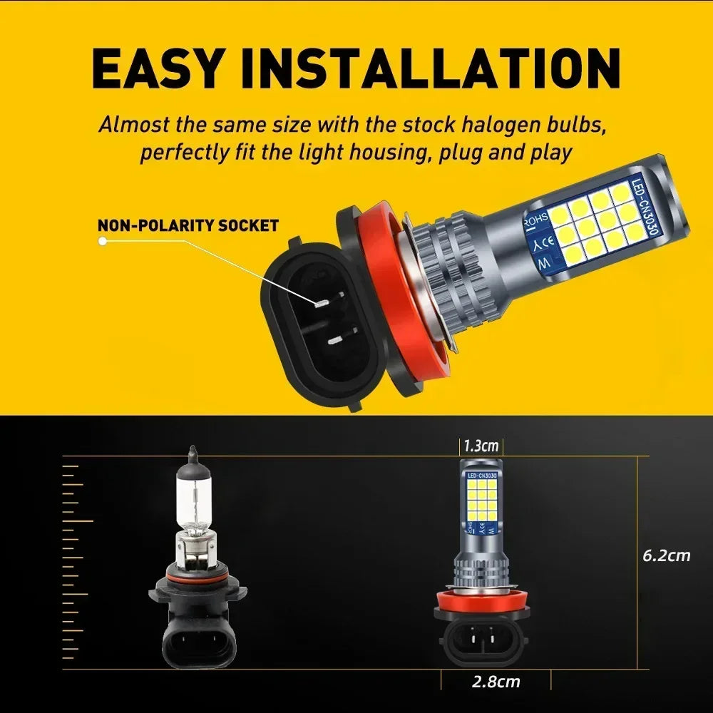 2Pcs Dual Colors H11 H8 9006 HB4 881 H27 High Quality 3030 LED Auto Fog Lamp Car Anti Fog Light Bulb Foglamps Yellow White Amagi