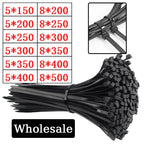 Heavy Duty Self-Locking Nylon Cable Ties 5x200 5x500mm Black, Weatherproof Zip Ties for Electrical Industrial Home Use,Bulk Pack
