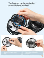 Car Seat Back Cooling Fan USB Charge Dual Head Fan 360 Degree Rotation Portable Cooler 3-Speed Super Wind Car Accessories