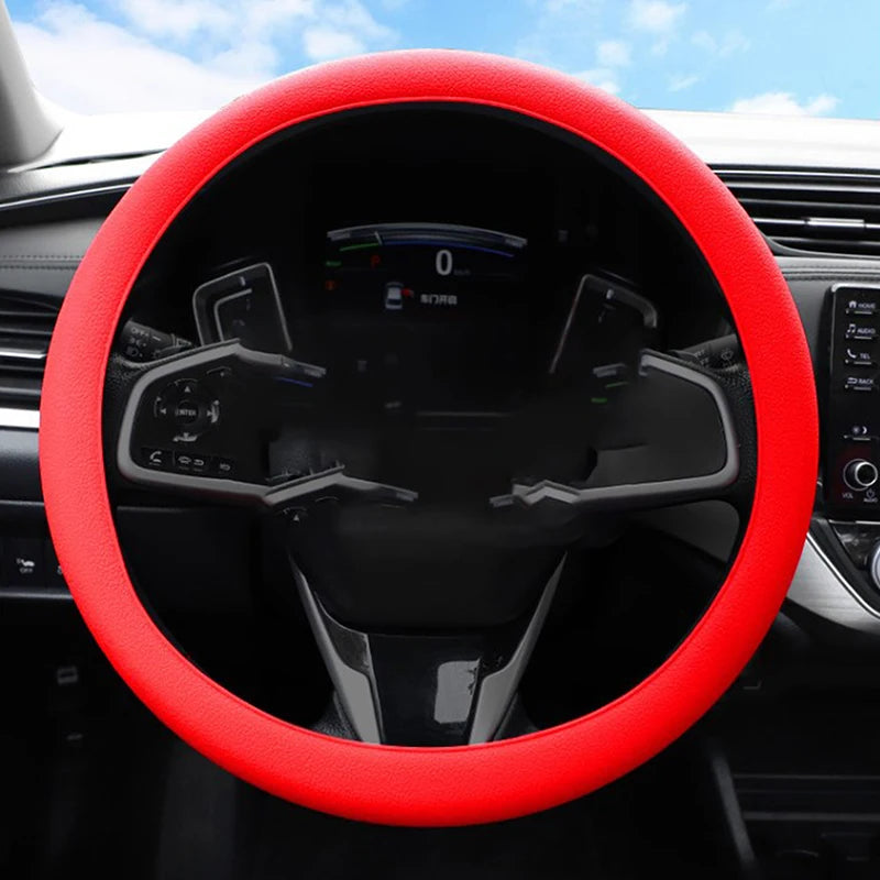 Car Universal Silicone Steering Wheel Cover Elastic Glove Cover Texture Soft Multi Color Auto Decoration DIY Accessories
