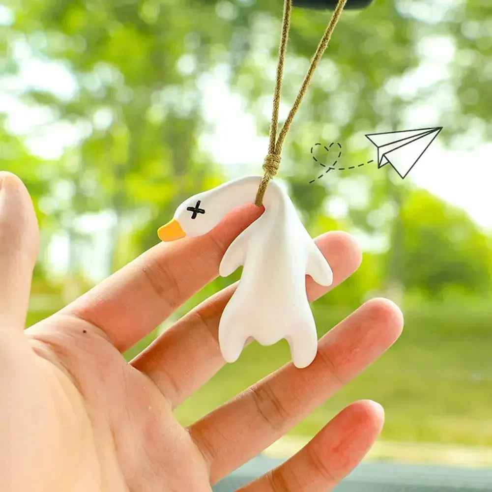 Funny Color-Changing Plaster Anime Duck Car Mirror Hanging Decor Cute Car Interior Decoration Accessories Amagi