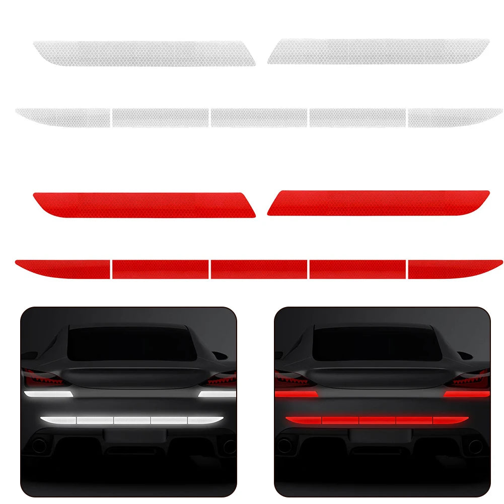 7Pcs Car Reflective Warn Strip Tape Bumper Safety Stickers Car Safety Mark Reflective Strip Car Trim Accessories