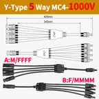1/5/20/100 Sets DC PV Y Branch Photovoltaic Solar Connector 1000V 30A Male Female 3-Way 4-Way 5-Way Plug 1 To 2/3/4 Adapter
