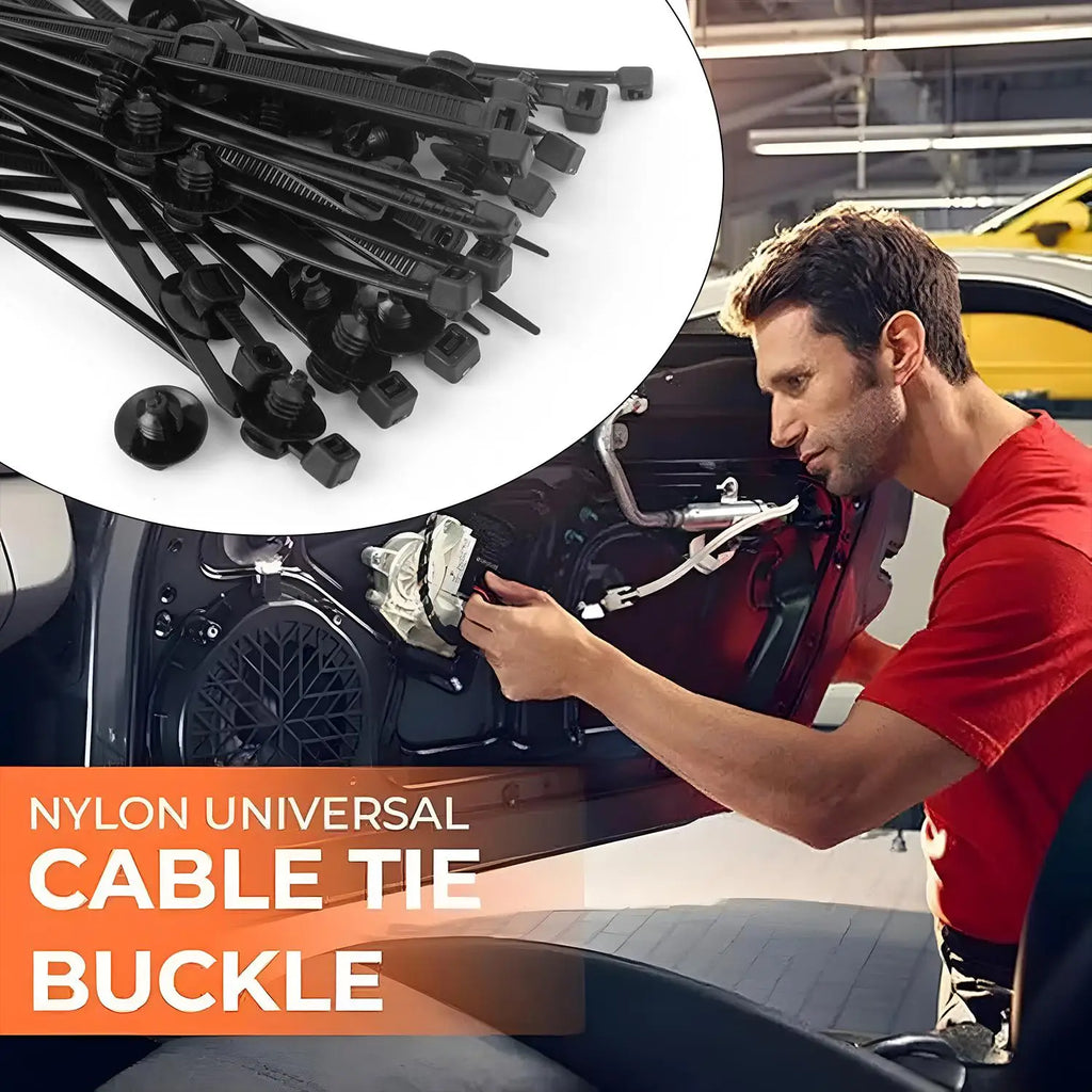 Universal Car Wiring Harness Fastener Clip Push Mount Cable Tie Nylon Zip Tie Auto Wire Loom Fixer Retainer Strap Set 15cm 20cm