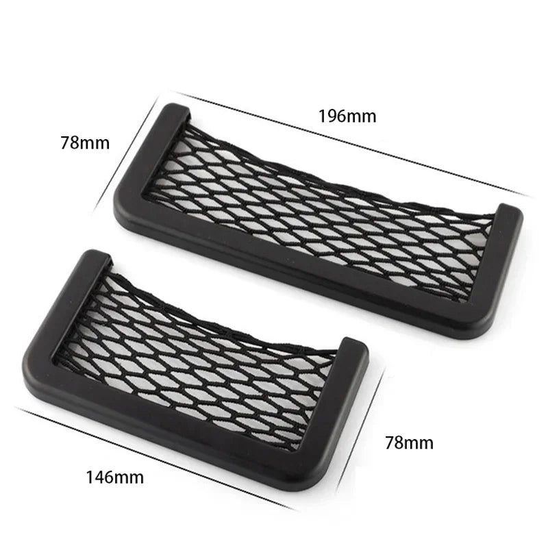 Universal Car Organizer Mesh Storage Bag Auto Paste Net Pocket Card Phone Holder Storage and Organization Car Accessories Amagi