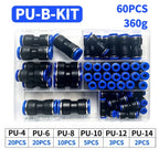 Boxed 23/60/80/100 PCS PU Kit Air Straight Pneumatic Fittings PU Water Pipes Quick Release Connector PU4 PU6 PU8 PU14 4/6/8/10MM